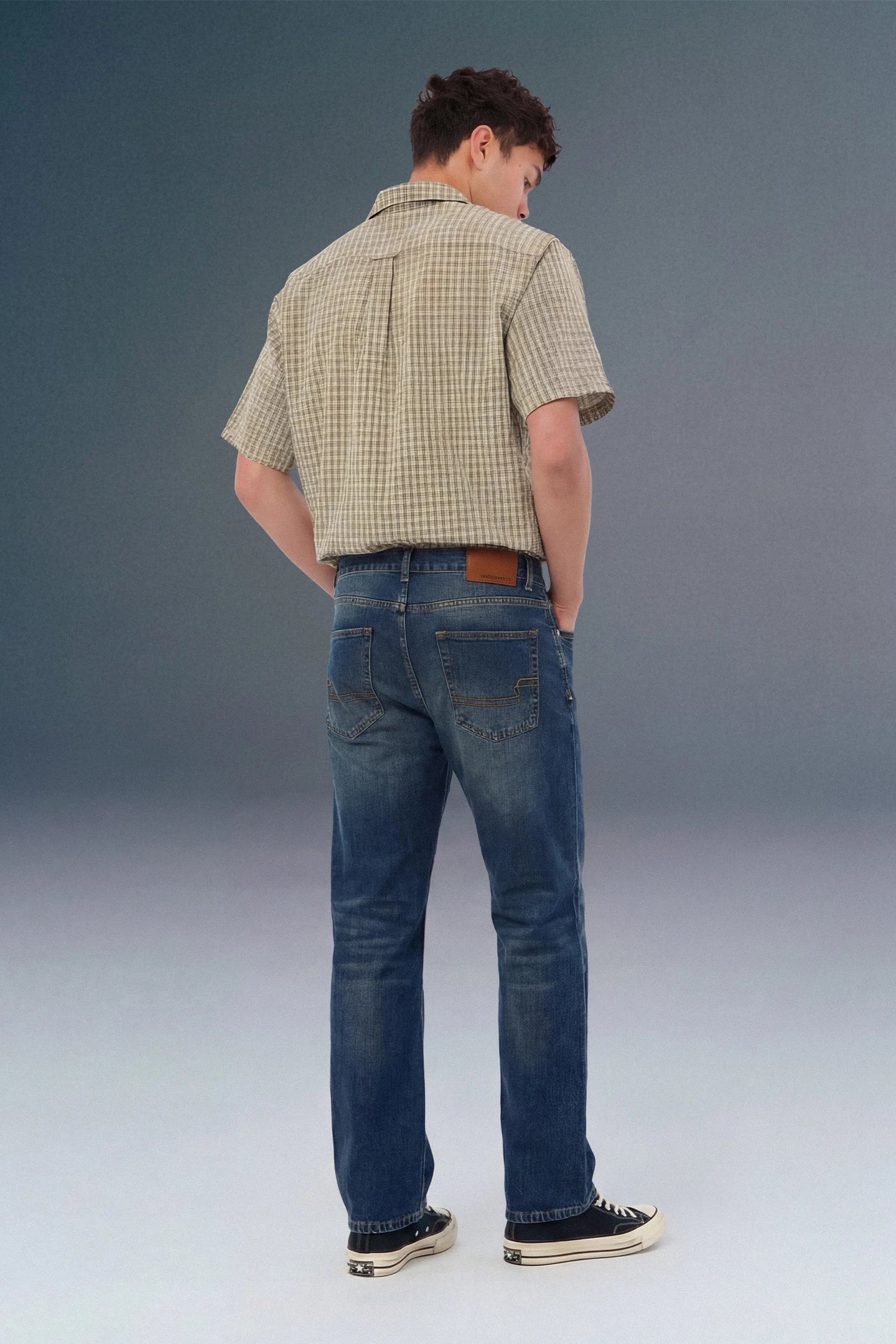Blue Tinted Mid Rise Men's Straight Jeans
