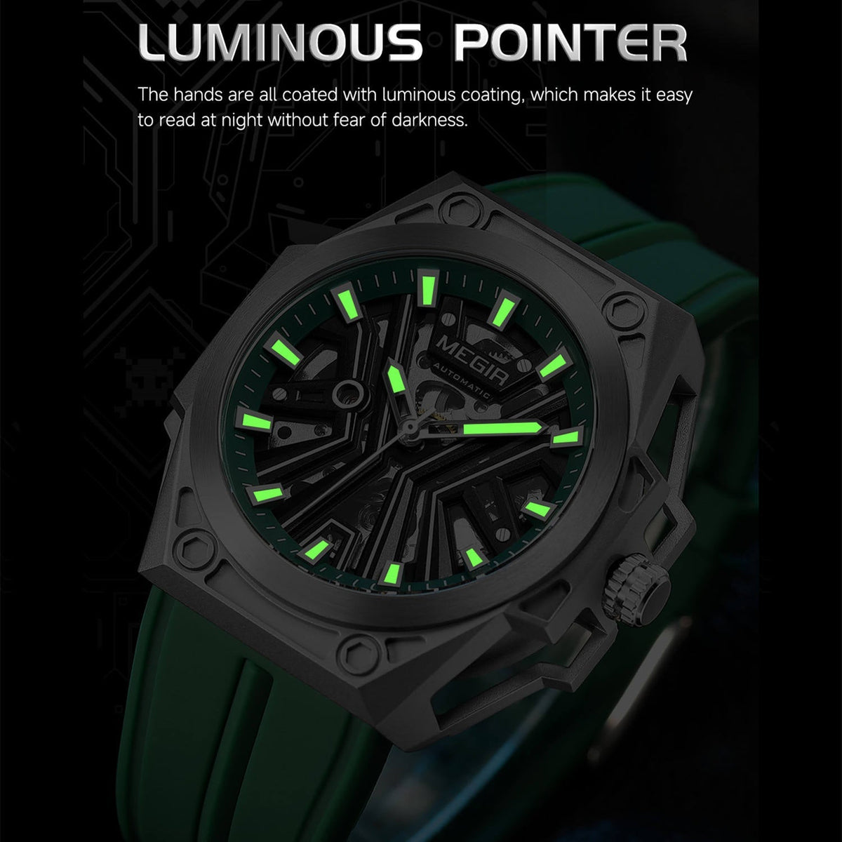 Skeleton Face Mechanical Watch - Stainless Steel Waterproof