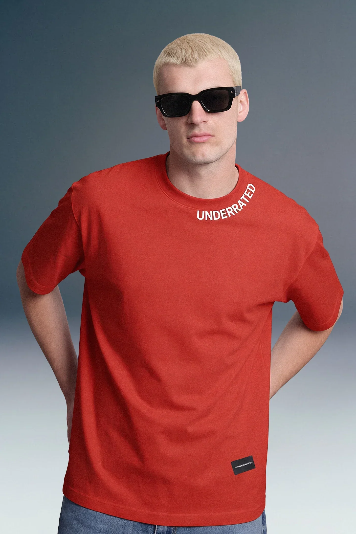 Underrated Curve Red Oversized T-shirt