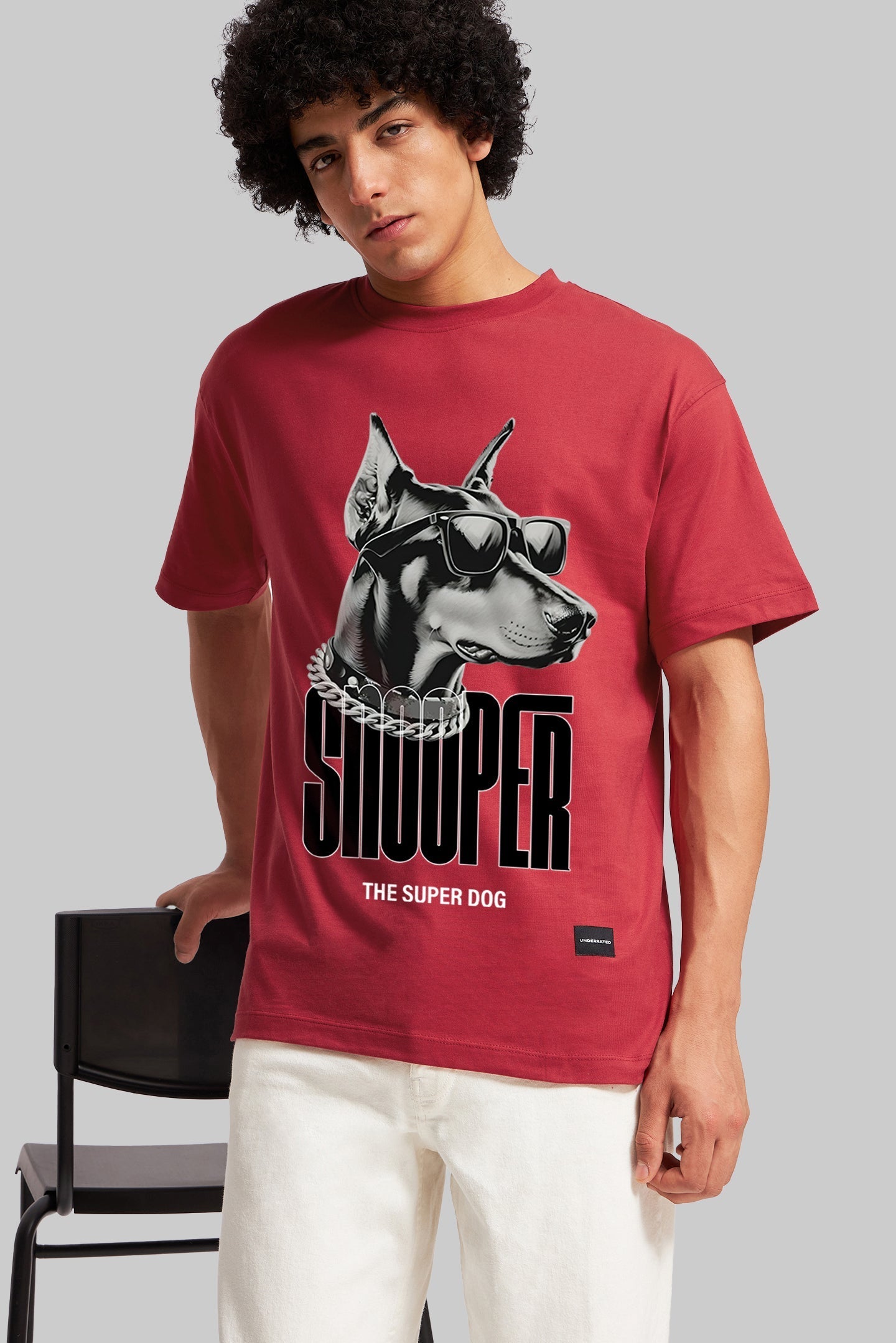 Snooper Dog Red Oversized Fit T-Shirt Men