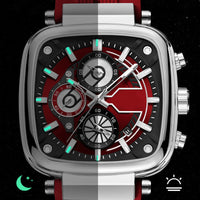 white dial-black strap