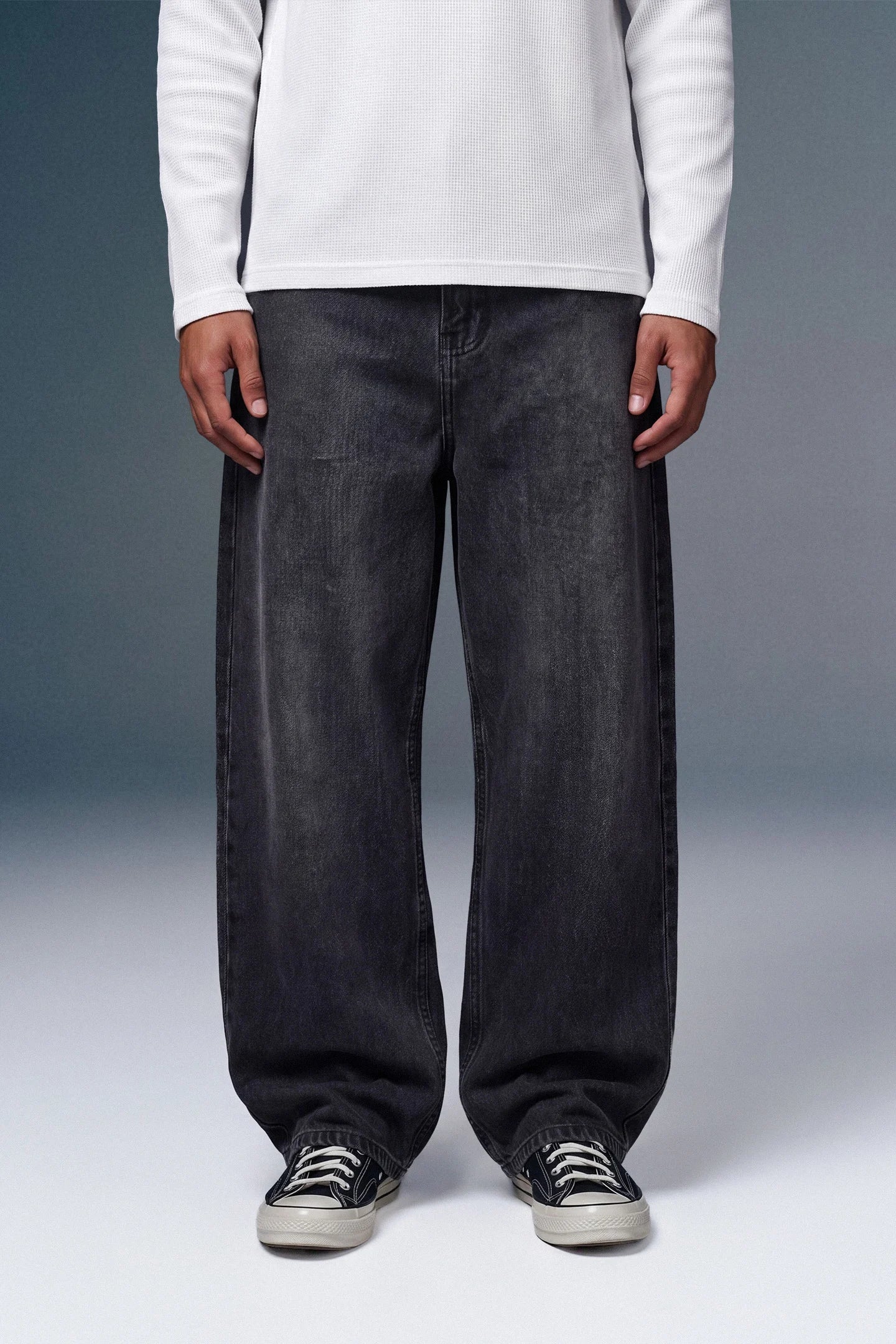 Faded Black Men's Baggy Jeans