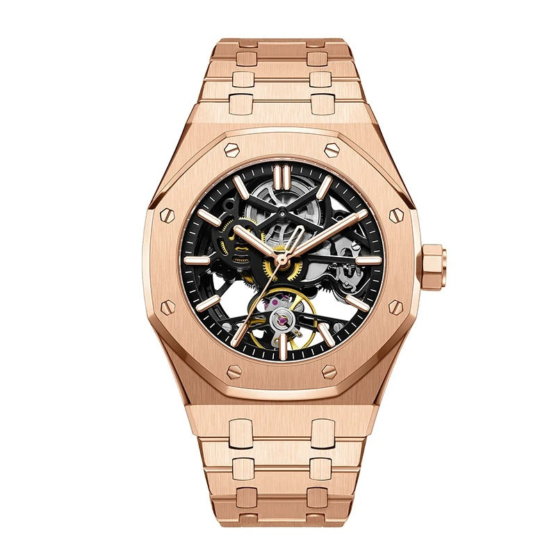 Luxury Automatic Skeleton Men’s Watch – Steel, Luminous, 30M