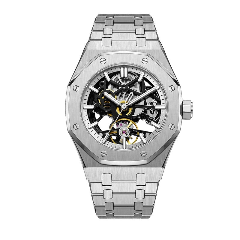 Luxury Automatic Skeleton Men’s Watch – Steel, Luminous, 30M