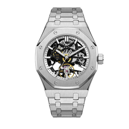 Luxury Automatic Skeleton Men’s Watch – Steel, Luminous, 30M