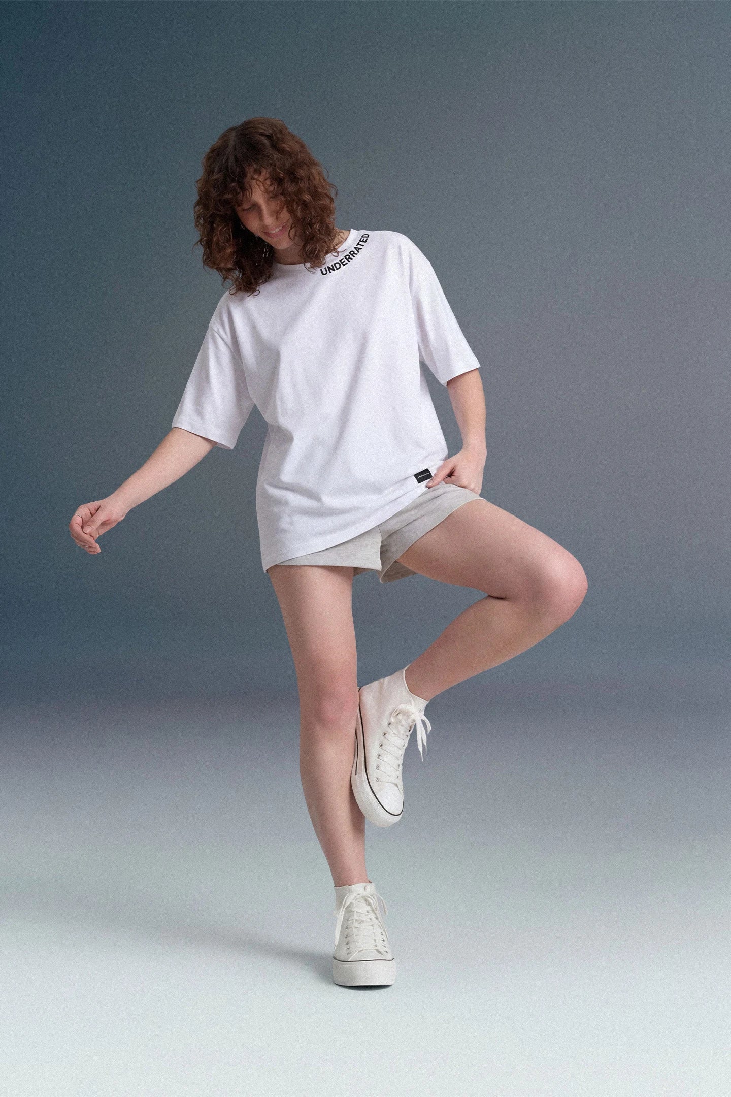 Underrated Curve White Oversized T-shirt